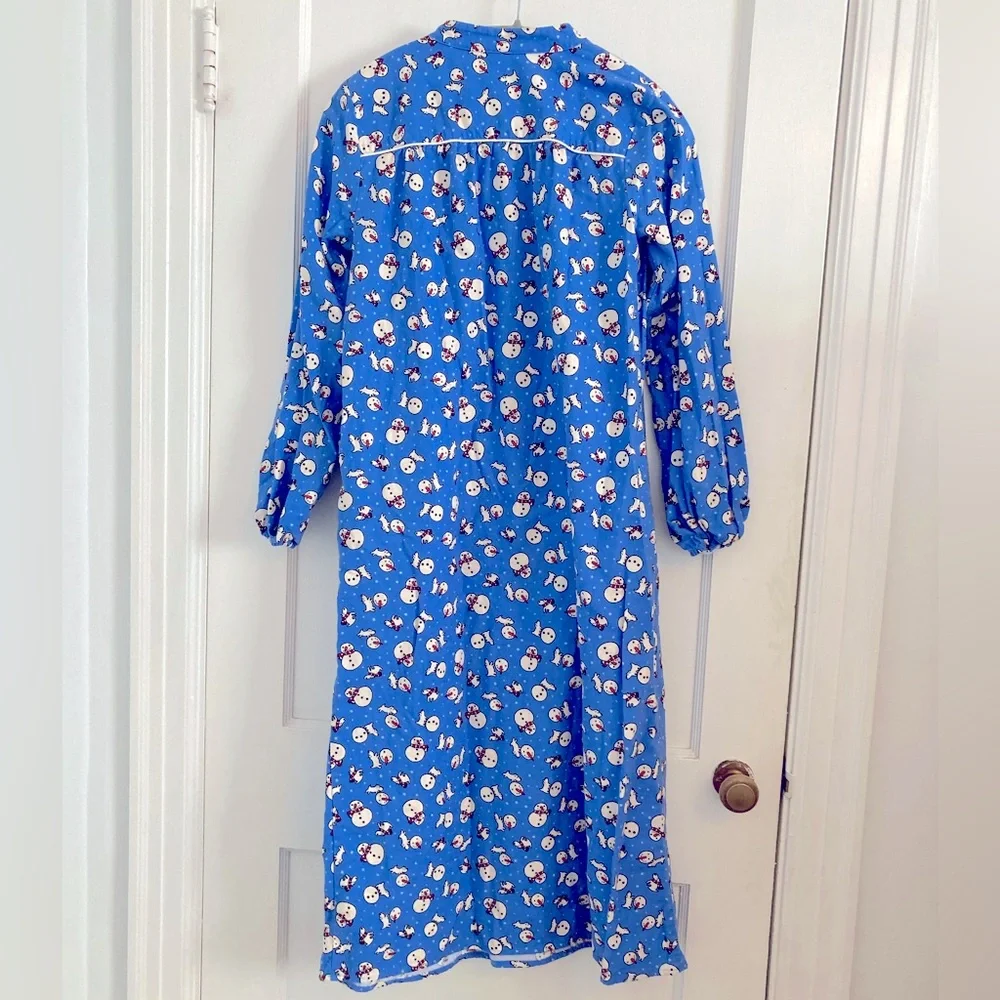 Lands’ End Snowman Dog Print Nightgown XS Cotton Winter‎ Sleepwear